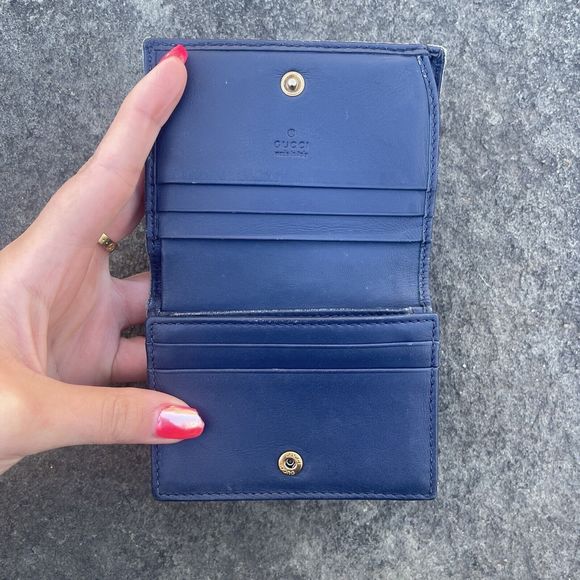 💕SOLD💕Gucci Marmont Denim Pearl GG Compact Wallet - Picture 8 of 15